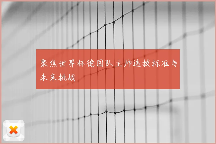 聚焦世界杯德国队主帅选拔标准与未来挑战